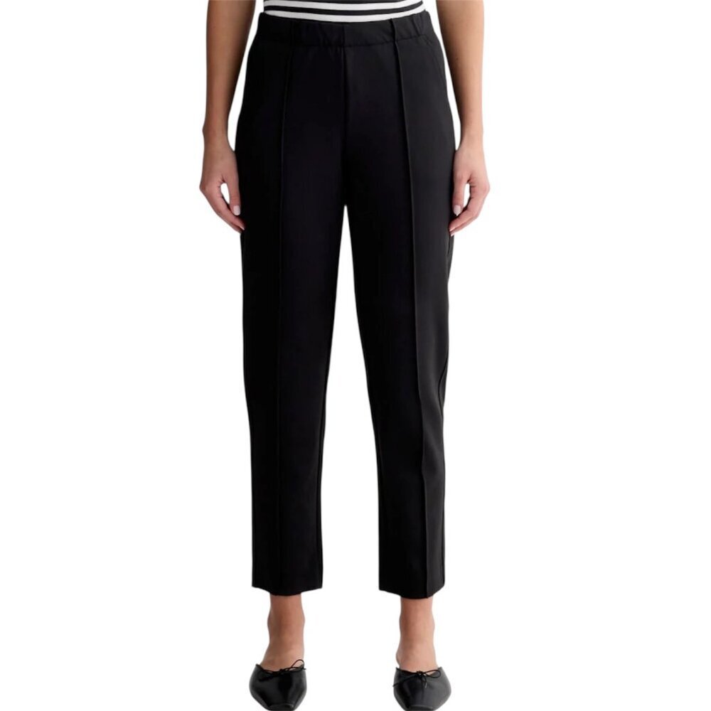 Everlane Dream Pant Black Elastic Waist Tapered Work Pants Minimalist L